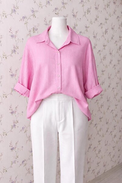 aleksandritbutik SUMMER GİRL PEMBE KADIN GÖMLEK