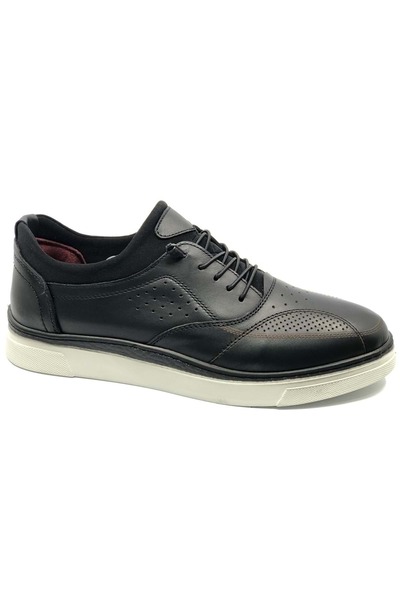 Kids Club Shoes Dropland 8977 Koža Muške ležerne cipele CRNO-BELA