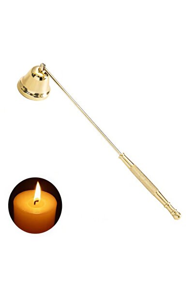 Chavin Hareketli Baş Çelik Gold 22 cm Dekoratif Çan Dizayn Saplı Mum Söndürüc...