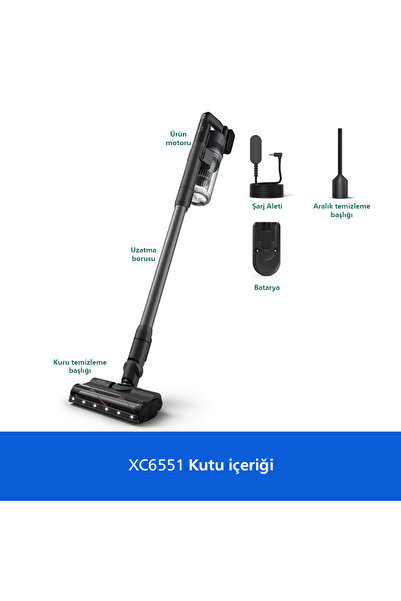 Philips 6000 Serisi Kablosuz Dikey Süpürge, PowerCyclone 11, 64 Dakika Kullan...