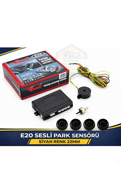 Inwells 22mm E20 Sesli Park Sensörü 4 Lü Siyah Geri Vites Park Destek Sistemi...