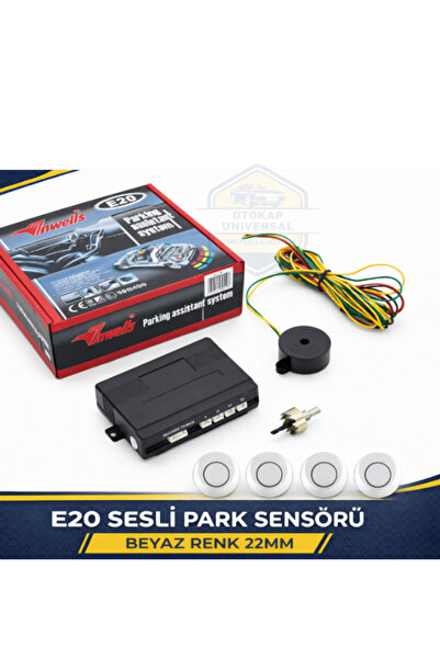 KAPOTO 22mm E20 Sesli Park Sensörü 4 Lü Beyaz Geri Vites Park Destek Sistemi ...