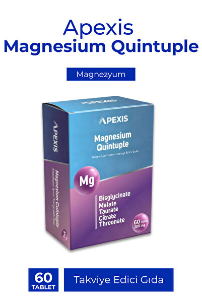 Apexis Magnezyum Quintuple 200 mg Kapsül 60 Adet