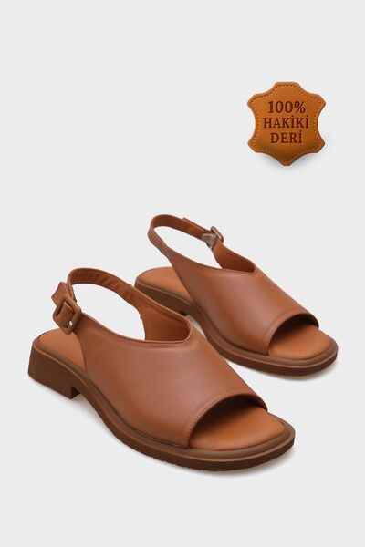 Capone Outfitters Sandale de damă Cora din piele naturală cu toc scurt, confo...