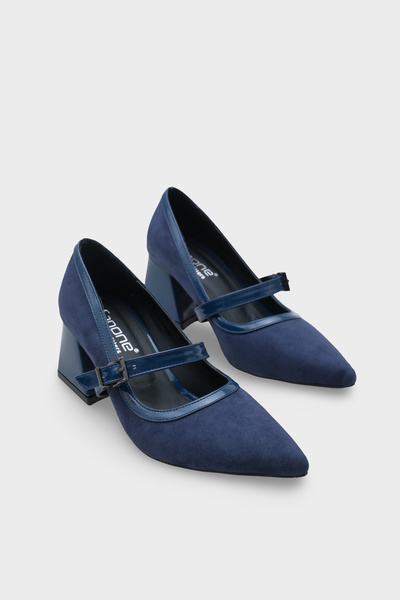 Capone Outfitters Susann Sivri Burunlu Kalın Orta Topuklu Bantlı Suni Süet Ka...