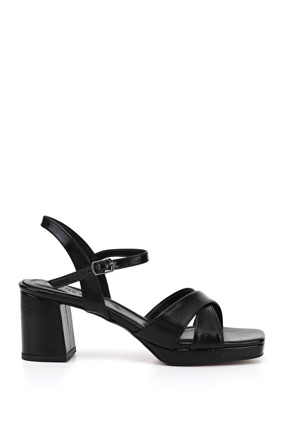 GÖNDERİ(R) Women's Black Ankle Strap Platform Heels Sandals