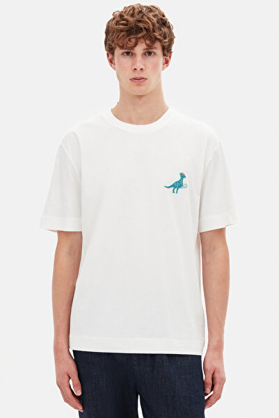 Tween Relaxed Fit Ekru Pickleball Koleksiyon %100 Merserize Pamuk T-Shirt