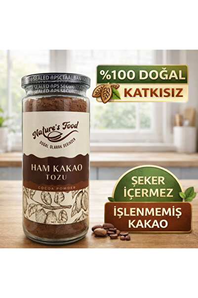 NATURES FOOD Ham Kakao Tozu 100 gr %100 Doğal Katkısız Şekersiz Raw Kakao Ant...