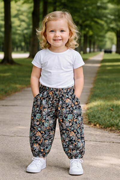 sinankardeşler Вискозен шалвар с шарки за момичета - ластик