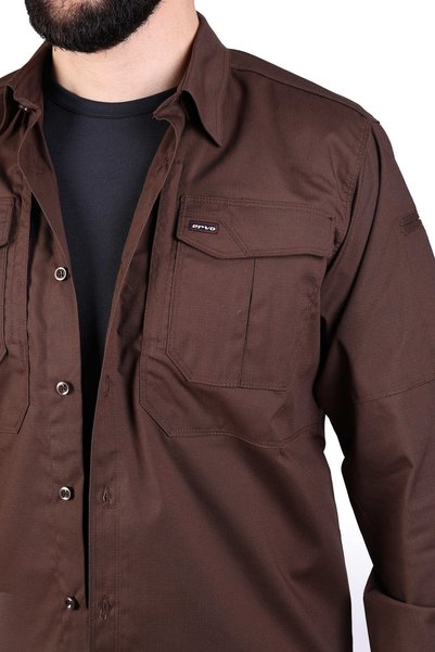 Ervo Tactical & Outdoor Men's Brown Tactical Shirt