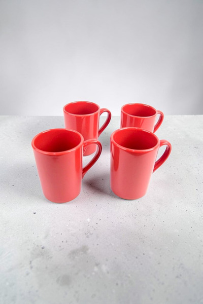 Osha Aksesuar Set of 4 Turkish Coffee Cups - Red Double Turkish Coffee Cups