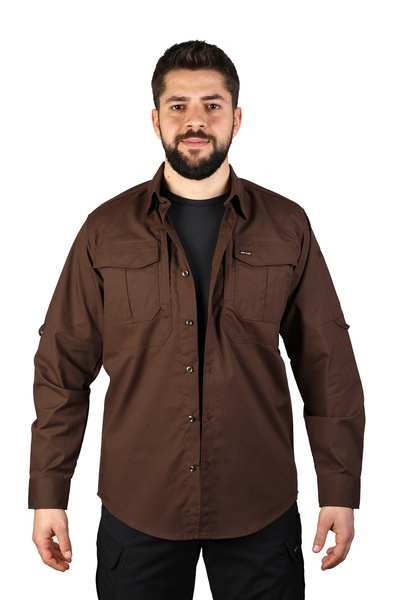 Ervo Tactical & Outdoor Ανδρικό καφέ πουκάμισο τακτικής