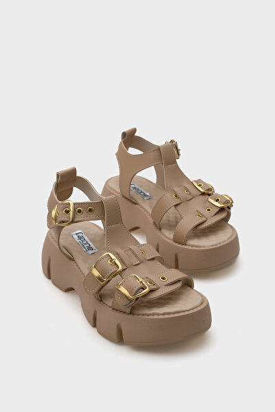 Capone Outfitters Sandale de damă cu talpă groasă Cherry cu curea la gleznă