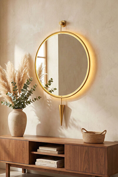 ASA KONSEPT Pilli Led'li Kazablanka Ayna Gold 60 X 95Cm Kablosuz Dekoratif An...