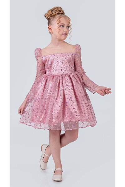 Mnk Baby&Kids فستان سهرة للفتيات من روش ليبا M00783 وردي