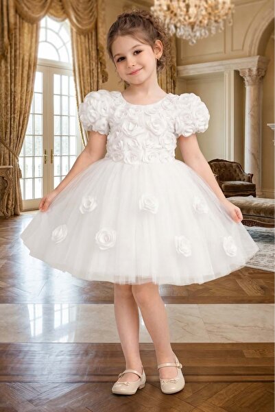 Mnk Baby&Kids Rosali Lase Detail Girls Tutu Evening Dress M00803 White