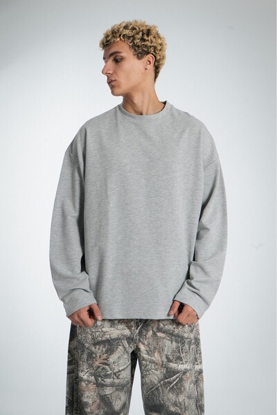 UKHWD SUPPLY Oversize Uzun Kollu Erkek Tişört UK1113GR