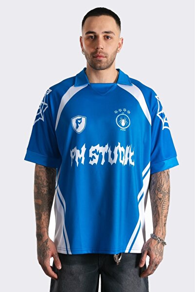 PULLMARK PM Studio Polo Yaka Erkek Mavi Futbol Forması