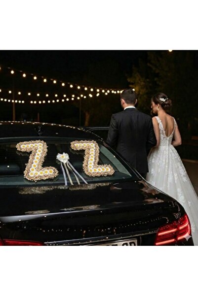 Petaliza Gelin Arabası Z Harfi Papatya Ve Şoklanmış Cipso Çiçeği Ile Süslü 25...