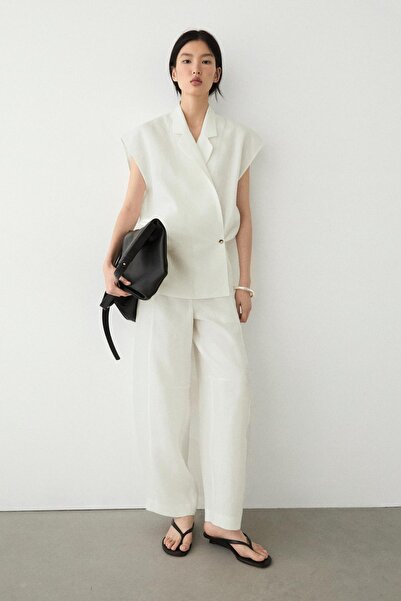 Massimo Dutti Keten barrel fit pantolon