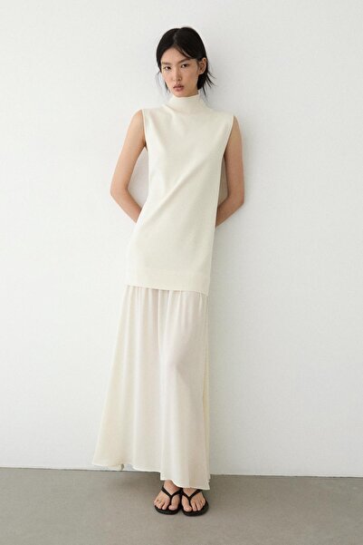 Massimo Dutti Kombine örgü midi elbise