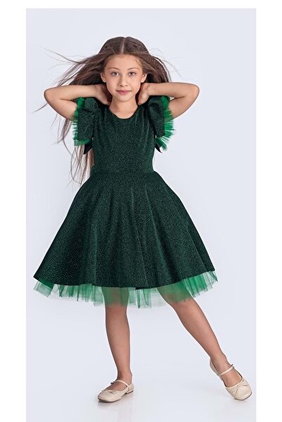 Mnk Baby&Kids Rochie de seara pentru fete verde - Glitter and Your Lucky M00669