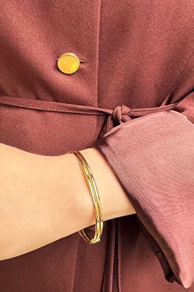 Hepimitu 14 Ayar Altın Kelepçe Bilezik 2 Sıra