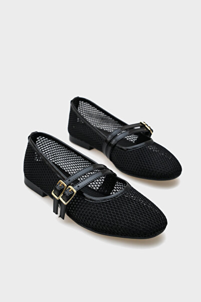 Capone Outfitters Γυναικείες μπαλαρίνες June με διπλό λουράκι, διχτυωτό, στρο...