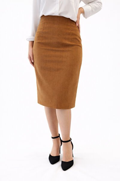 YAXİ MEDİAS ΦΟΥΣΤΑ CAMEL VELVET CORDED MIDI PENCIL