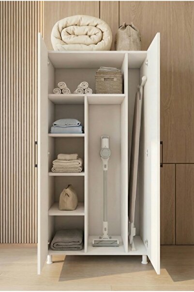 MONTENERO Yüklük Dolabı 2 Kapaklı Bölmeli Valiz Ütü Masası Nevresim Saklama B...