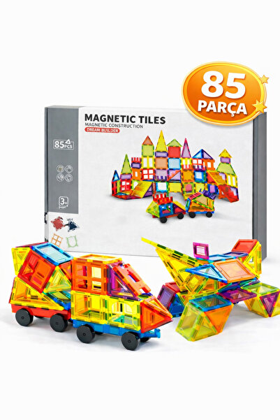 ZİVENTA Magnetic Tiles 85 Parça Manyetik Yapı Blokları Eğitici Stem Oyuncak S...