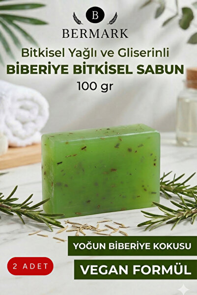 bermark Bitkisel Yağlı Ve Gliserinli, Biberiye Bitkisel Sabun, Vegan 2 Adet 1...