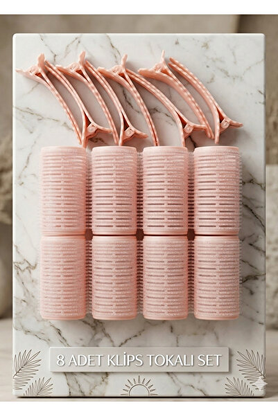 SEVRU 8 Adet Tokalı Bigudi Cırtlı - Saç Bigudisi, Saç Pensli Bugidi ,Orta boy...