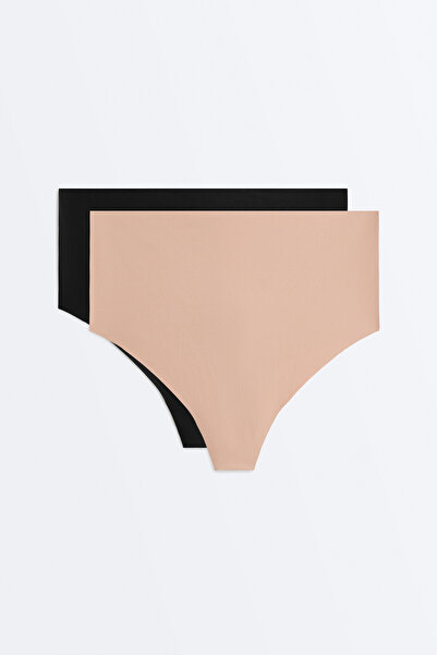 Oysho 2 adet yüksek belli tanga, poliamit karışımı, görünmez, orta destekli