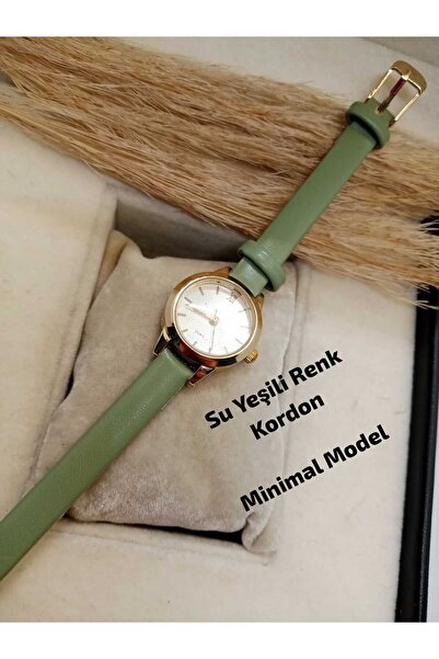 QUARTZ Retro Minimal Vintage Women's Wristwatch with Water Green Color Strap ...