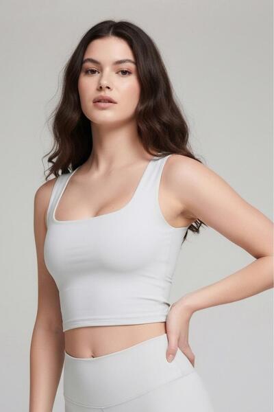 AOSFİT Crop top cu guler pătrat, croială slim