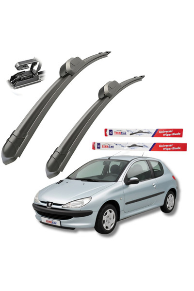 TEAMCAR Wipers Peugeot 206 (19982012) Hatchback (3 doors) Flat front set