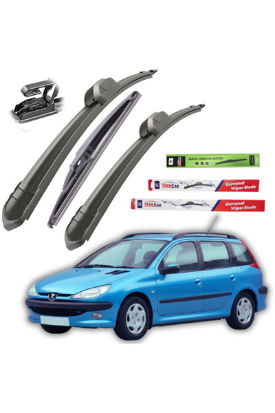 TEAMCAR Υαλοκαθαριστήρες Peugeot 206 (1998-2012) SW (στεγνωτήριο) Πλήρες σετ ...