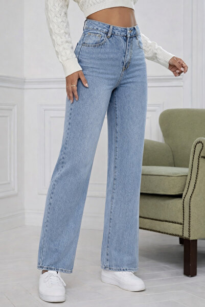 rengastyle Pantaloni Mom Jean cu talie înaltă și picior larg pentru femei