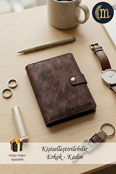 Customizable Custom Design Suede Faux Leather Card Holder Wallet Coffee