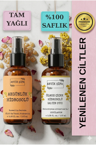 Antik Şifa Akgünlük Suyu Ölmez Çiçek Suyu (100ml+100ml) - Doğal Ak günlük, Sı...