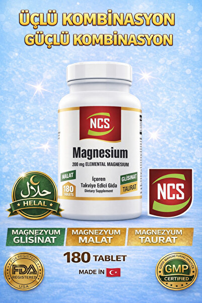 NCS ® Magnesium Bisglisinat Malat Taurat 180 Tablet Magnezyum Element Formül