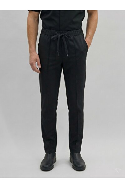 ChefDikişi Chef Dikişi - Bağcıklı Beli Lastikli - Siyah Erkek Mutfak ve Şef P...