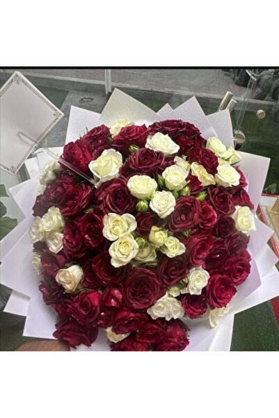 flowershop White and Red Roses Bouquet