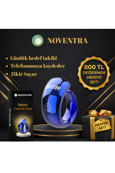 NOVENTRA Akıllı Zikir Yüzüğü Dijital Sayaçlı OLED Ekranlı Titreşimli Şarjlı Y...
