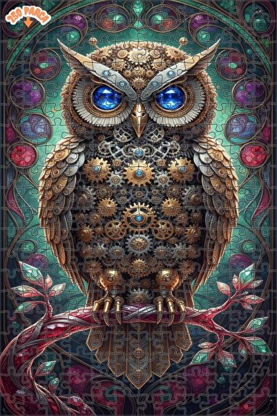 Esranın Dünyası Buhara Art Mechanical Owl Double-Layer Framed Wooden Puzzle 2...
