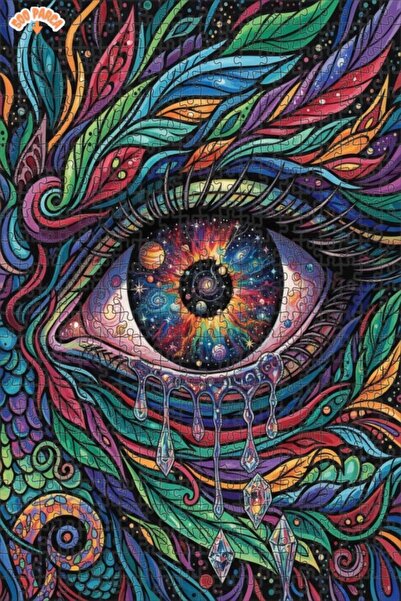 Esranın Dünyası Eye of the Universe Oil Painting Lookalike Double-Layer Frame...