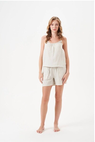 PJS SET PANTALONI SCURȚI DE DAMĂ CU ȘNUR, BĂRĂTURI ȘI BĂRĂTURI DREPTE