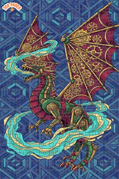 Esranın Dünyası Steam Dragon Art Double Layer Framed Wooden Puzzle 250 Pieces...