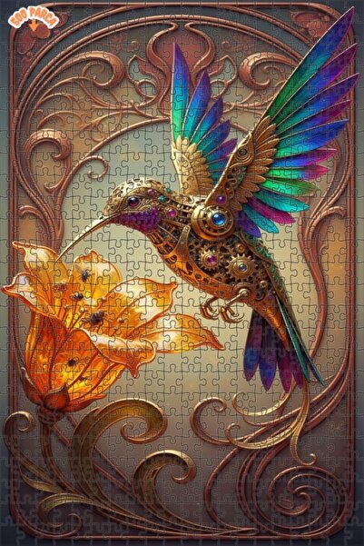 Esranın Dünyası Golden Mechanical Hummingbird Double-Layer Framed Wooden Puzz...